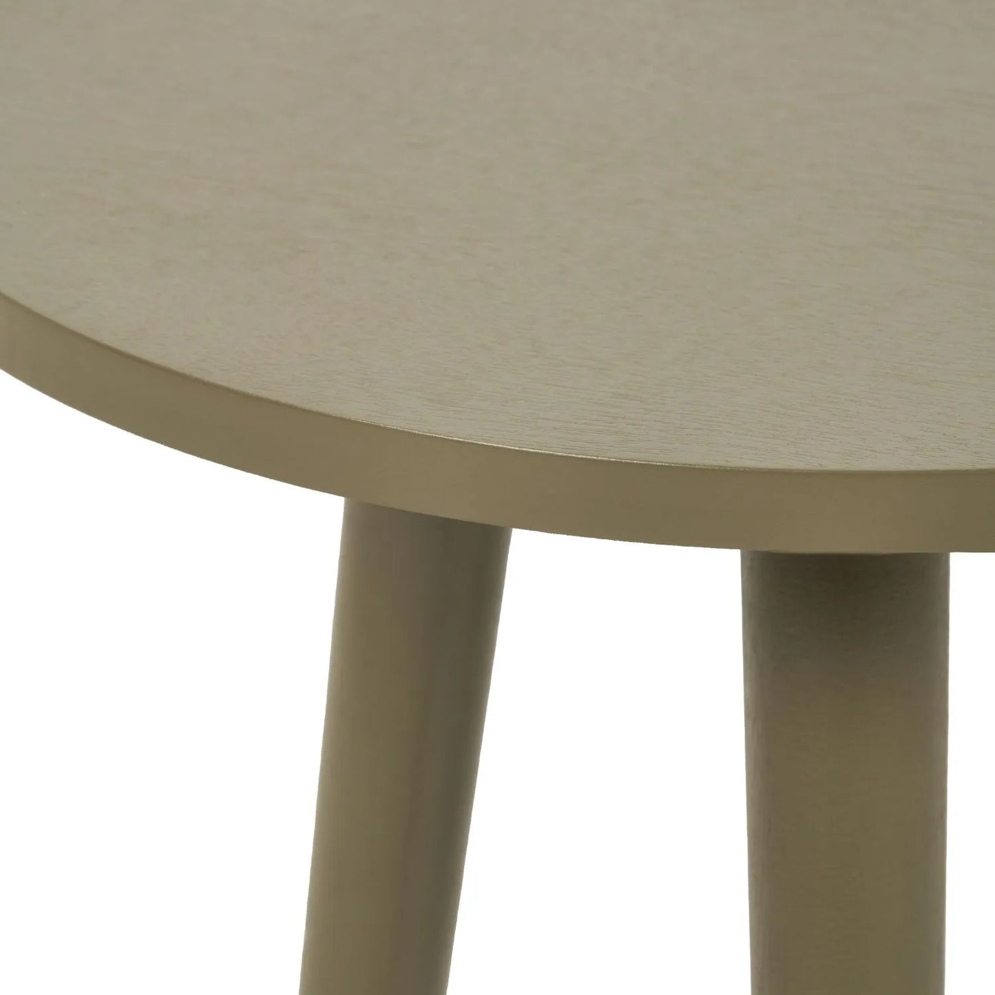 Olive Green Pine Wood Round Tripod Side Table close up showing the tabletop edge and thickness 42x40x40cm | Click Style
