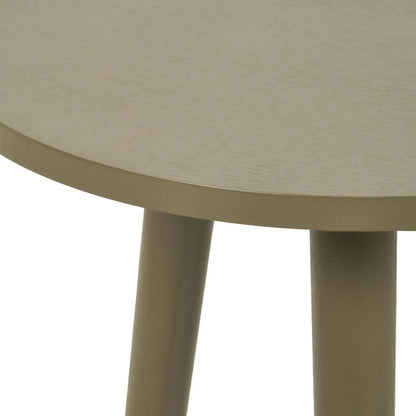 Olive Green Pine Wood Round Tripod Side Table close up showing the tabletop edge and thickness 42x40x40cm | Click Style