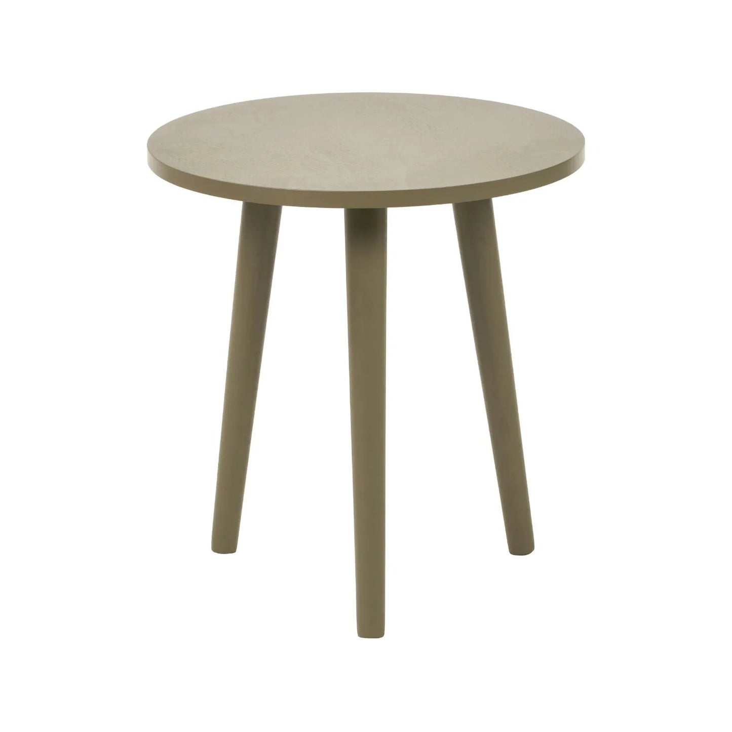 Olive Green Pine Wood Round Tripod Side Table front view with tapered legs 42x40x40cm | Click Style