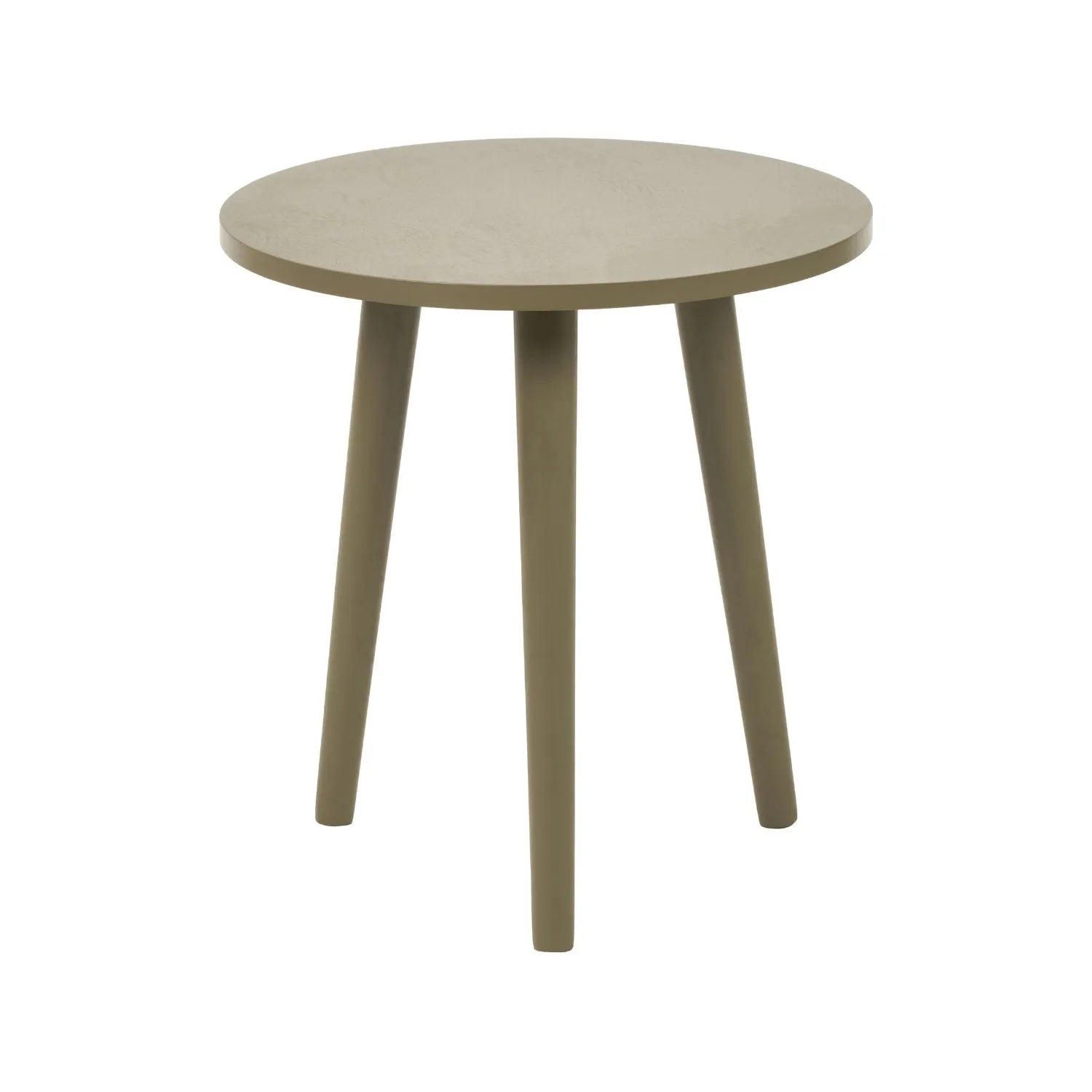 Olive Green Pine Wood Round Tripod Side Table front view with tapered legs 42x40x40cm | Click Style