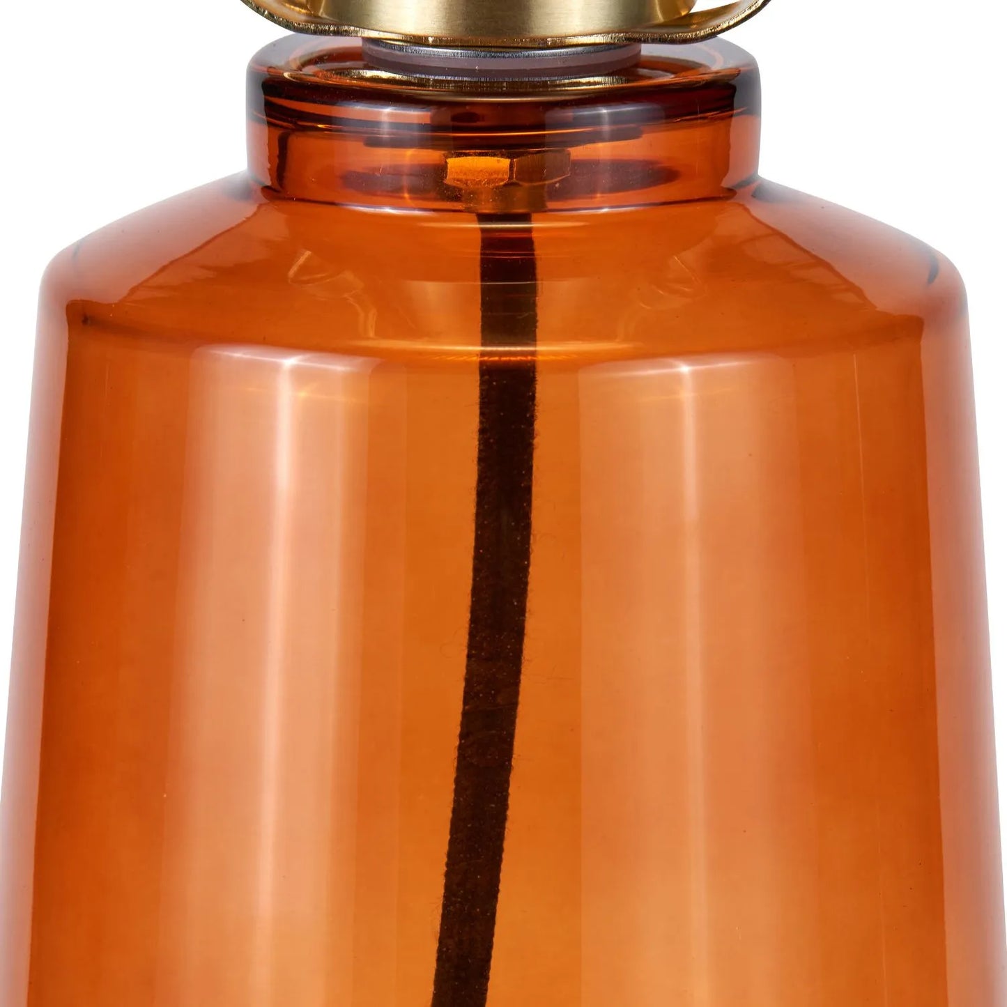 Orange Glass Table Lamp with Dome-Shaped Ribbed Amber Glass Shade & Gold Lampholder – Retro Eclectic Bedside & Side Table Light 37x20x20cm | Click Style