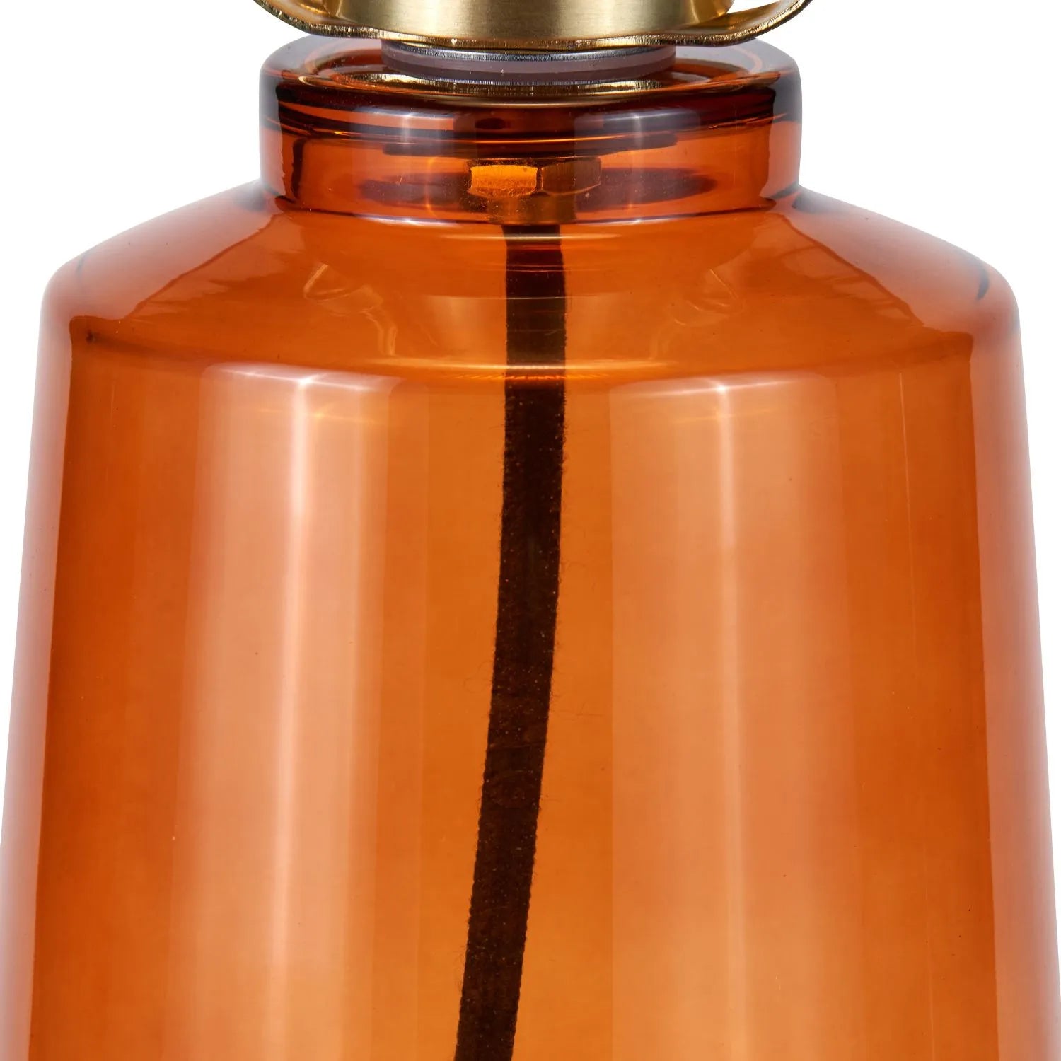 Orange Glass Table Lamp with Dome-Shaped Ribbed Amber Glass Shade & Gold Lampholder – Retro Eclectic Bedside & Side Table Light 37x20x20cm | Click Style