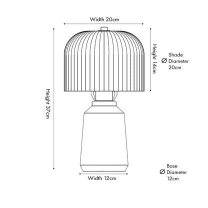 Orange Glass Table Lamp with Dome-Shaped Ribbed Amber Glass Shade & Gold Lampholder – Retro Eclectic Bedside & Side Table Light 37x20x20cm | Click Style