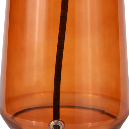 Orange Glass Table Lamp with Dome-Shaped Ribbed Amber Glass Shade & Gold Lampholder – Retro Eclectic Bedside & Side Table Light 37x20x20cm | Click Style