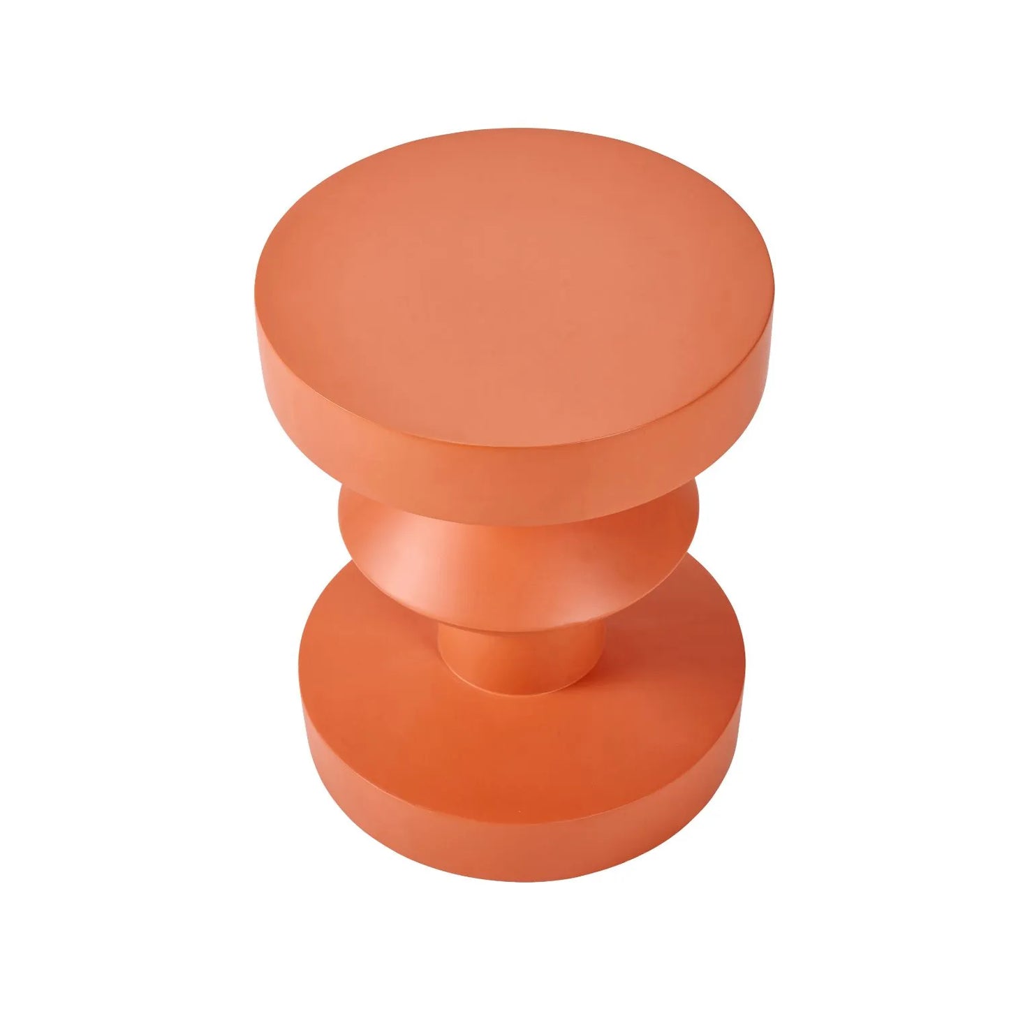 Orange Terracotta Fibrestone Sculptural Pedestal Side Table – Modern Round Accent & Occasional Table 50x40x40cm - Click Style