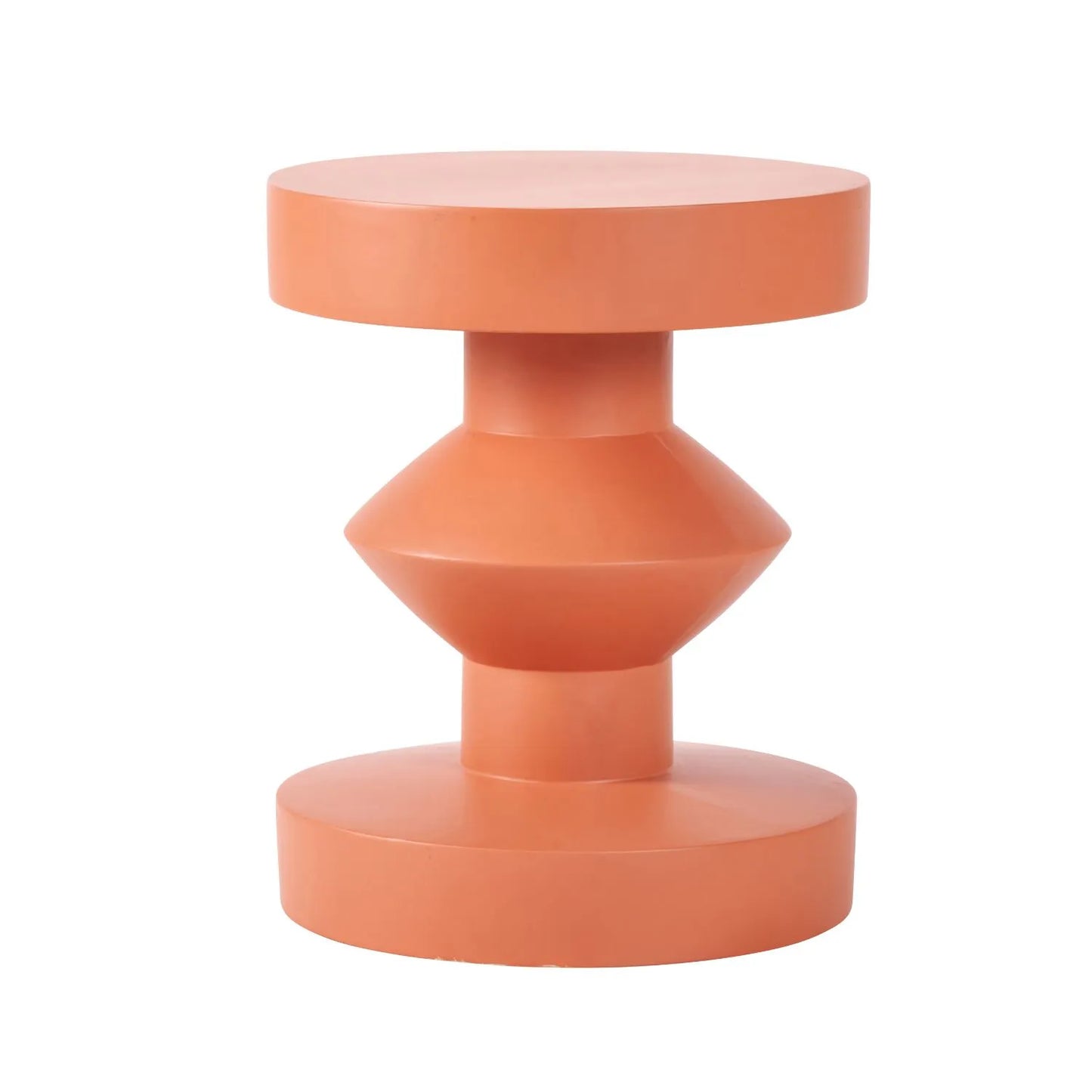 Orange Terracotta Fibrestone Sculptural Pedestal Side Table – Modern Round Accent & Occasional Table 50x40x40cm - Click Style