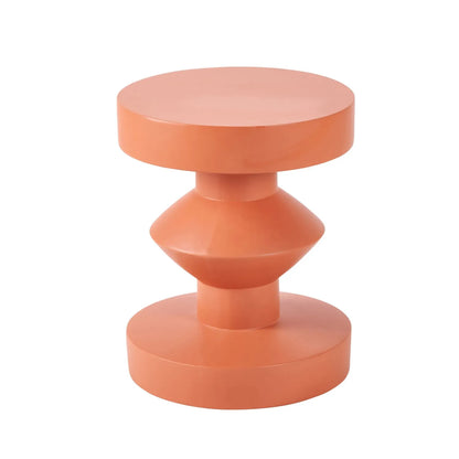 Orange Terracotta Fibrestone Sculptural Pedestal Side Table – Modern Round Accent & Occasional Table 50x40x40cm - Click Style