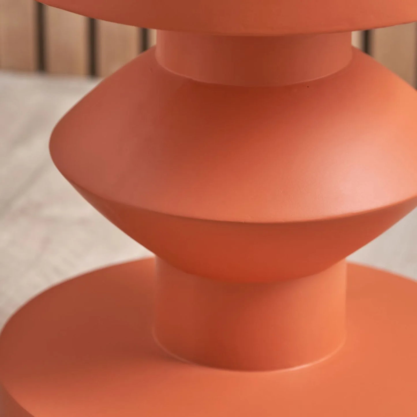 Orange Terracotta Fibrestone Sculptural Pedestal Side Table – Modern Round Accent & Occasional Table 50x40x40cm - Click Style