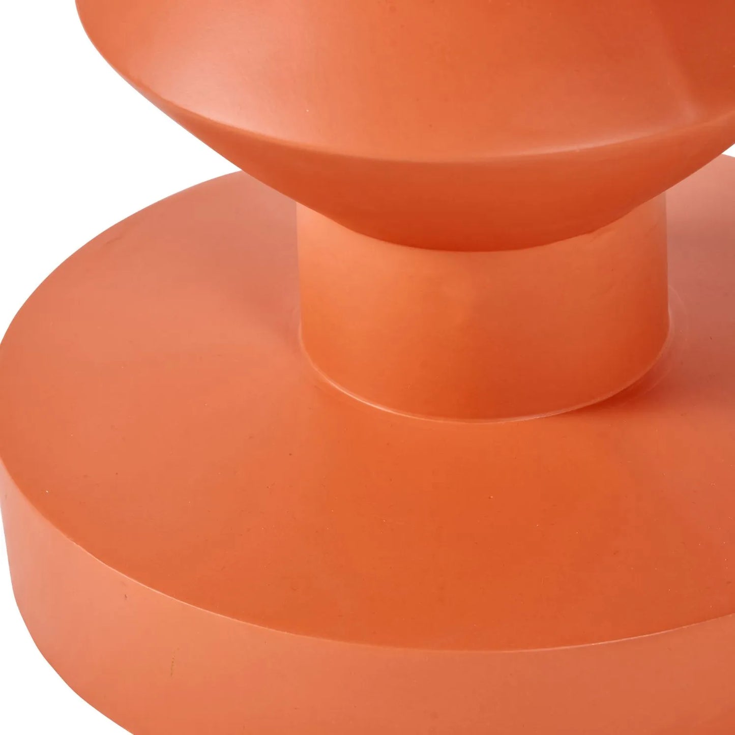 Orange Terracotta Fibrestone Sculptural Pedestal Side Table – Modern Round Accent & Occasional Table 50x40x40cm - Click Style