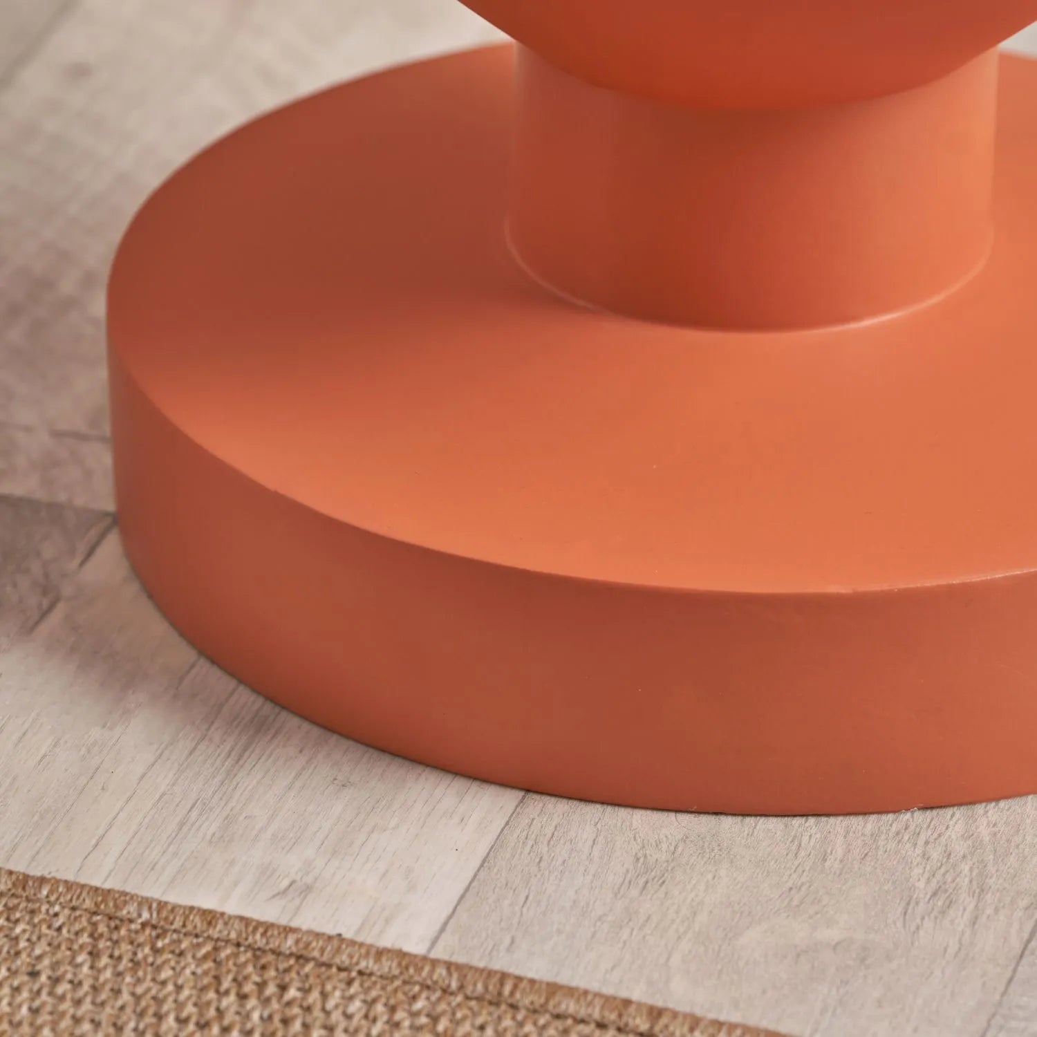 Orange Terracotta Fibrestone Sculptural Pedestal Side Table – Modern Round Accent & Occasional Table 50x40x40cm - Click Style