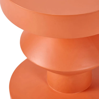 Orange Terracotta Fibrestone Sculptural Pedestal Side Table – Modern Round Accent & Occasional Table 50x40x40cm - Click Style