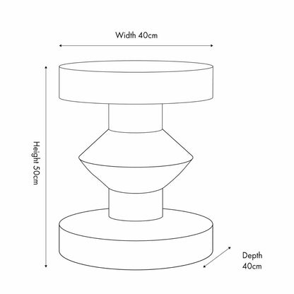 Orange Terracotta Fibrestone Sculptural Pedestal Side Table – Modern Round Accent & Occasional Table Dimensions 50x40x40cm - Click Style