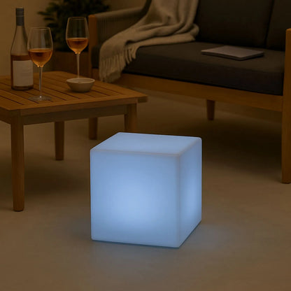 Outdoor LED Cube Light with Rechargeable Battery – Colour-Changing Weatherproof Garden Box Lamp H29xW30xD30cm - Click Style