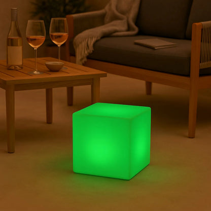 Outdoor LED Cube Light with Rechargeable Battery – Colour-Changing Weatherproof Garden Box Lamp H29xW30xD30cm - Click Style