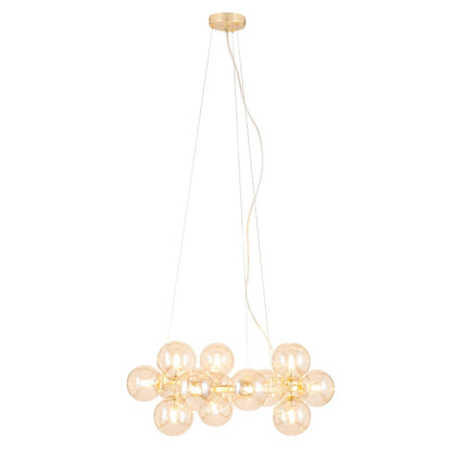 Pearlescent Glass Orb Gold Pendant Light – Modern Ceiling Lighting for Home Decor 110x57cm - Click Style