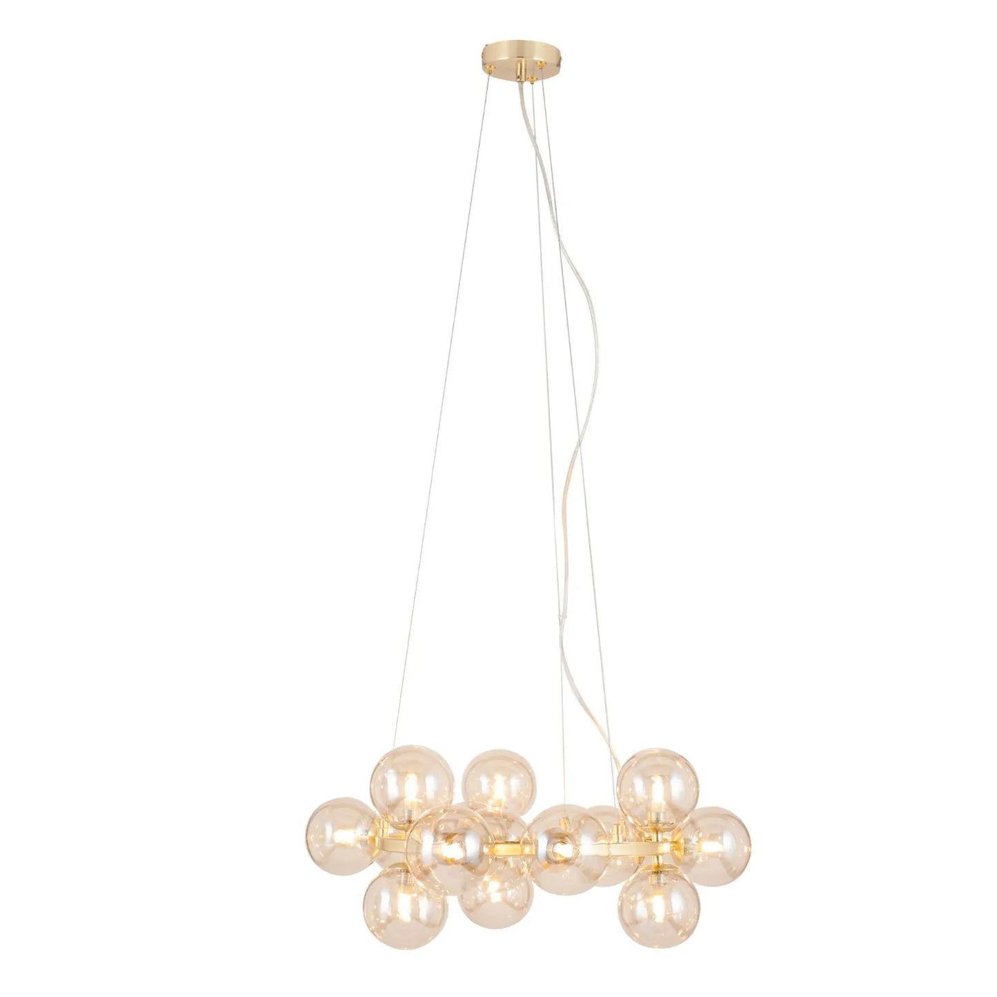 Pearlescent Glass Orb Gold Pendant Light – Modern Ceiling Lighting for Home Decor 110x57cm - Click Style