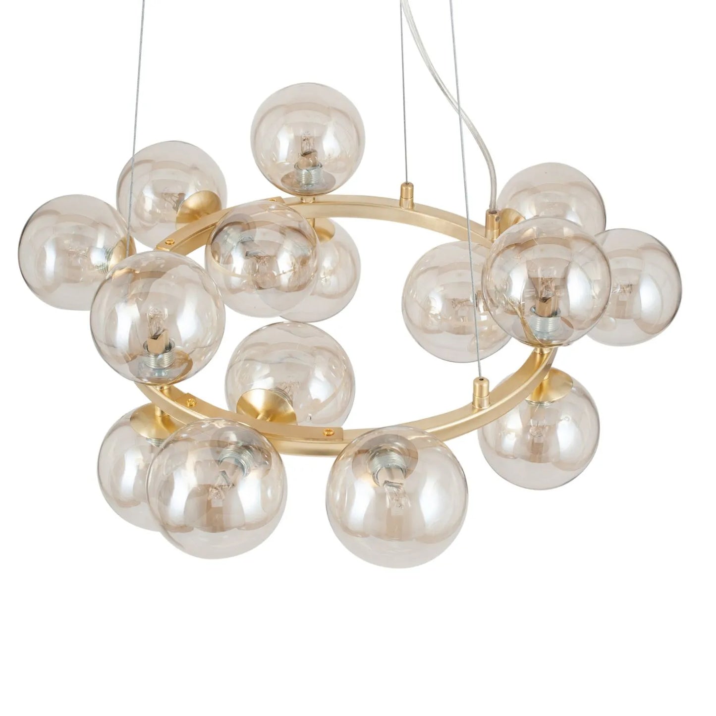 Pearlescent Glass Orb Gold Pendant Light – Modern Ceiling Lighting for Home Decor 110x57cm - Click Style