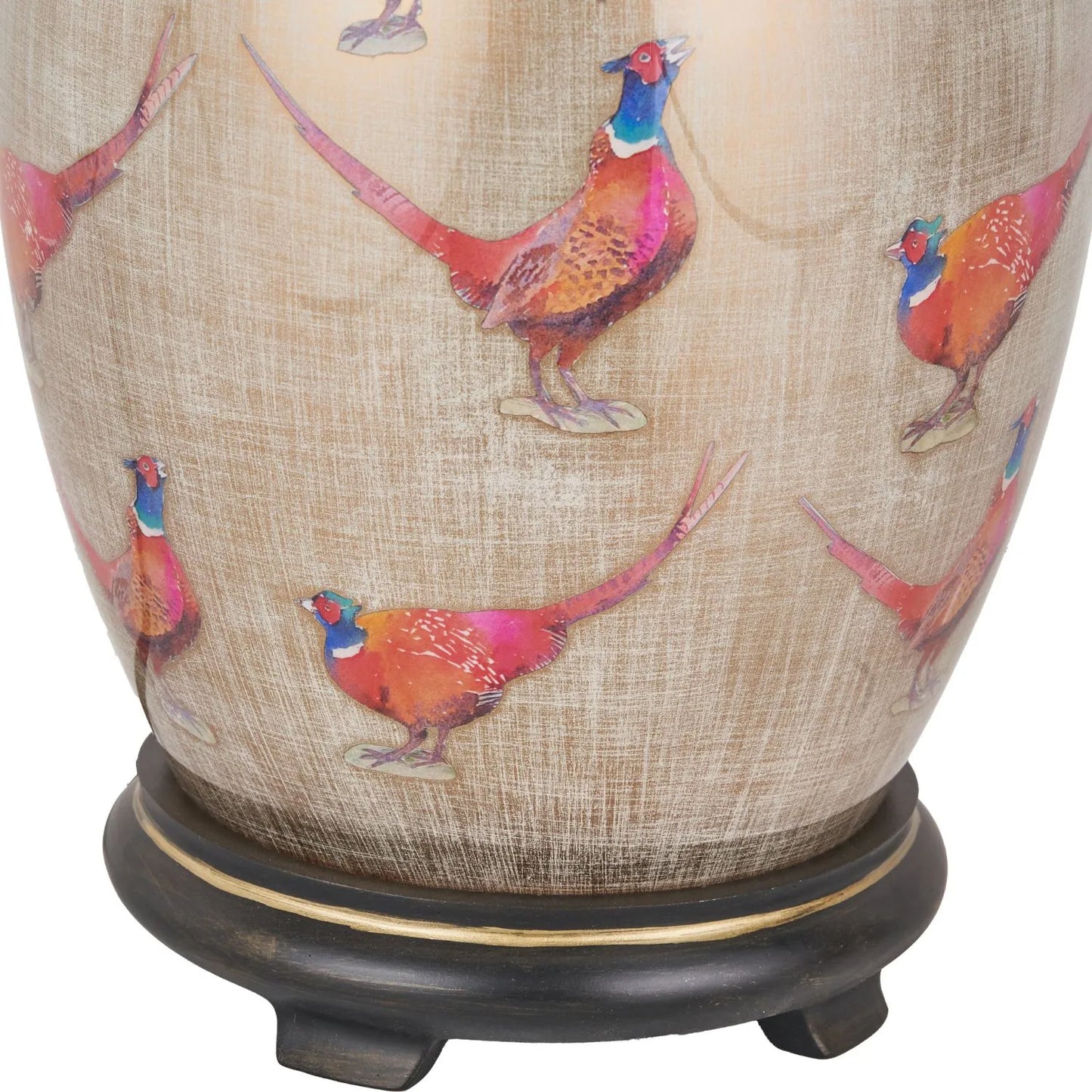 Jenny Worrall Pheasants Champagne & Gold Glass Table Lamp Base with Antique Brass Feet – Handcrafted Bulbous Statement Lighting 35x20x20cm | Click Style