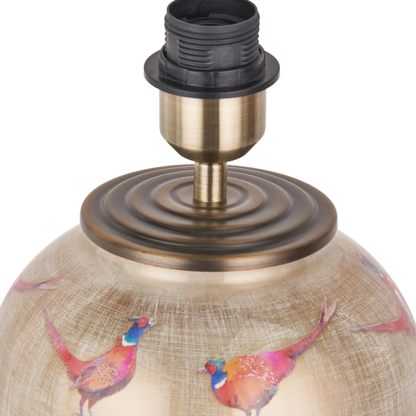 Jenny Worrall Pheasants Champagne & Gold Glass Table Lamp Base with Antique Brass Feet – Handcrafted Bulbous Statement Lighting 35x20x20cm | Click Style