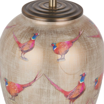 Jenny Worrall Pheasants Champagne & Gold Glass Table Lamp Base with Antique Brass Feet – Handcrafted Bulbous Statement Lighting 35x20x20cm | Click Style