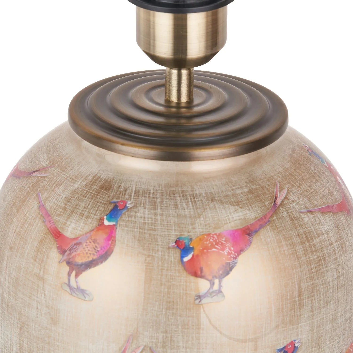 Jenny Worrall Pheasants Champagne & Gold Glass Table Lamp Base with Antique Brass Feet – Handcrafted Bulbous Statement Lighting 35x20x20cm | Click Style