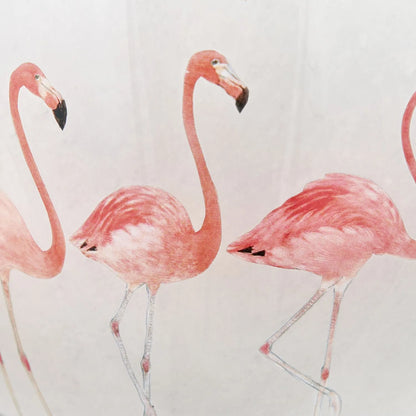 Jenny Worrall Pink Flamingos & White Glass Table Lamp Base with Antique Brass Feet – Handcrafted Bulbous Quirky Tropical Statement Lighting 36x20x20cm | Click Style