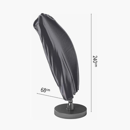 Platinum AeroCover anthracite grey cantilever parasol cover with 240x68cm dimensions shown | Click Style