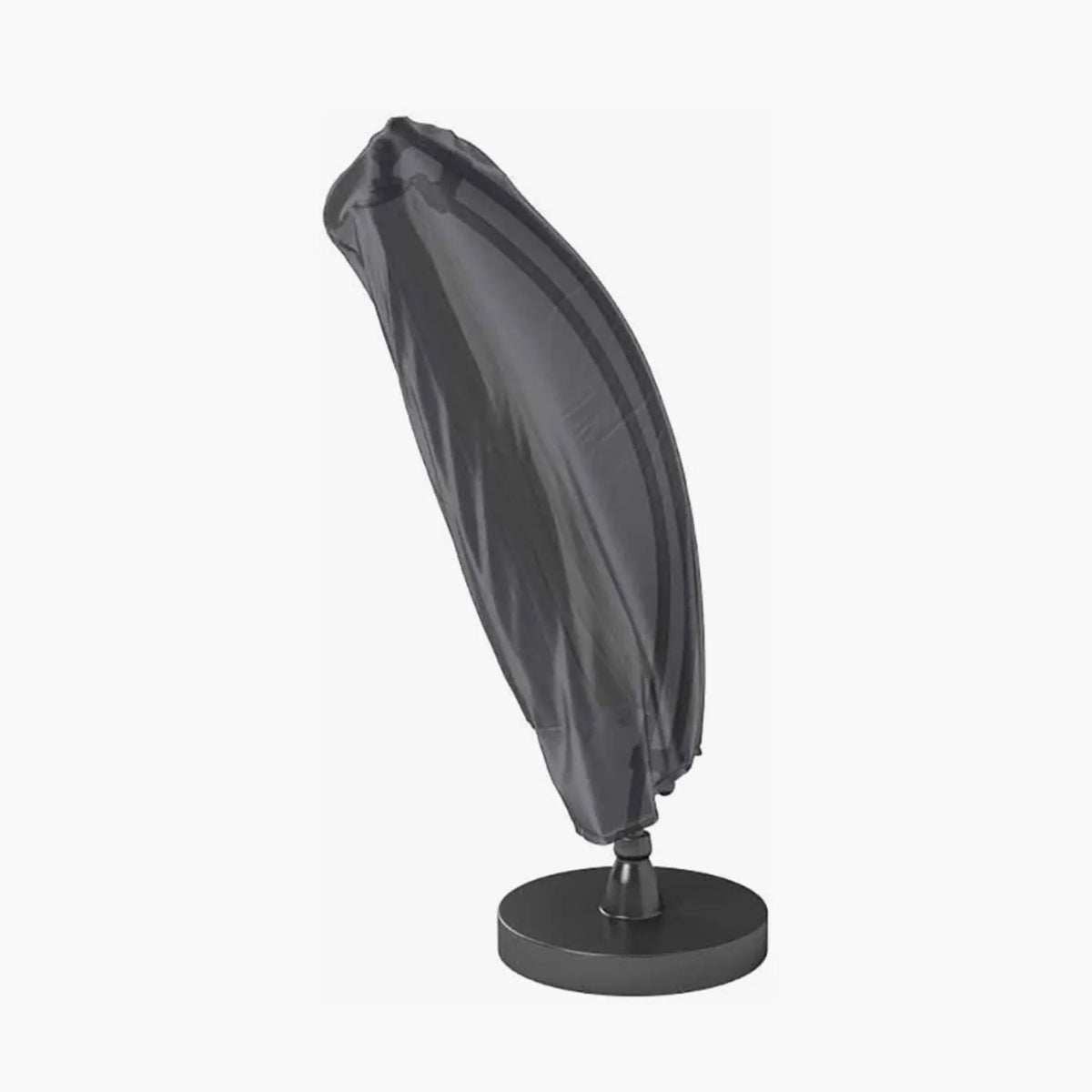 Platinum AeroCover anthracite grey cantilever parasol cover fitted over closed free arm parasol | Click Style