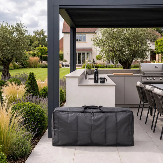 Platinum AeroCover Breathable Garden Cushion Storage Bag with Reinforced Handles and Double Zip Opening for Garden and Outdoor Cushions 125x32x50cm | Click Style
