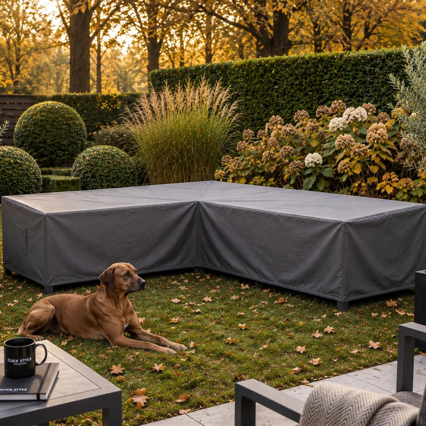 Platinum AeroCover Breathable Right Hand L-Shape Garden Furniture Cover for Outdoor Corner Sofa and Lounge Set 330x255x100x70cm | Click Style