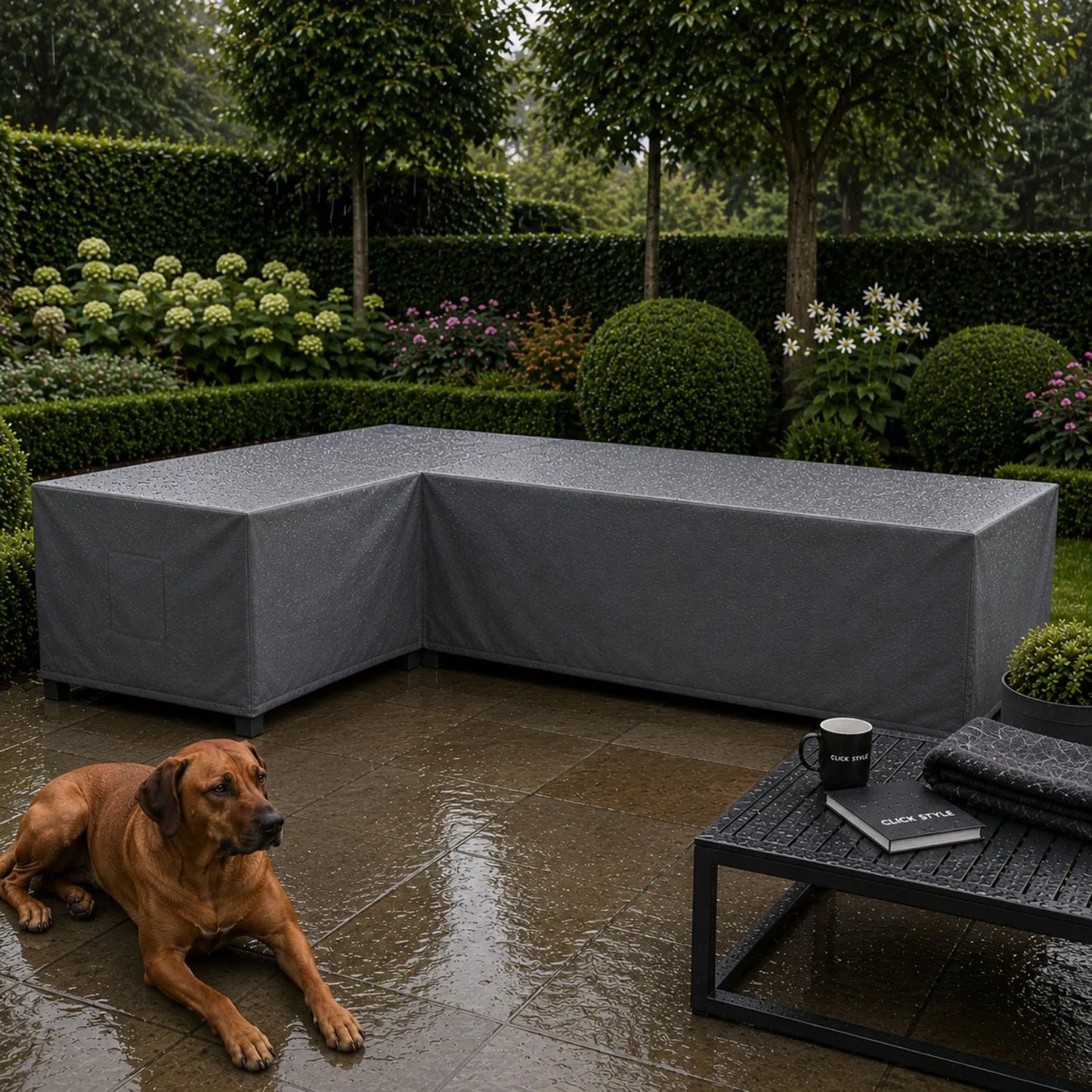 Platinum AeroCover Breathable Right Hand L-Shape Garden Furniture Cover for Outdoor Corner Sofa and Lounge Set 330x255x100x70cm | Click Style
