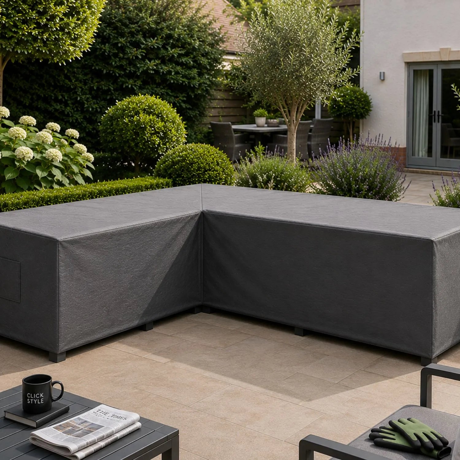 Platinum AeroCover Breathable Right Hand L-Shape Garden Furniture Cover for Outdoor Corner Sofa and Lounge Set 330x255x100x70cm | Click Style