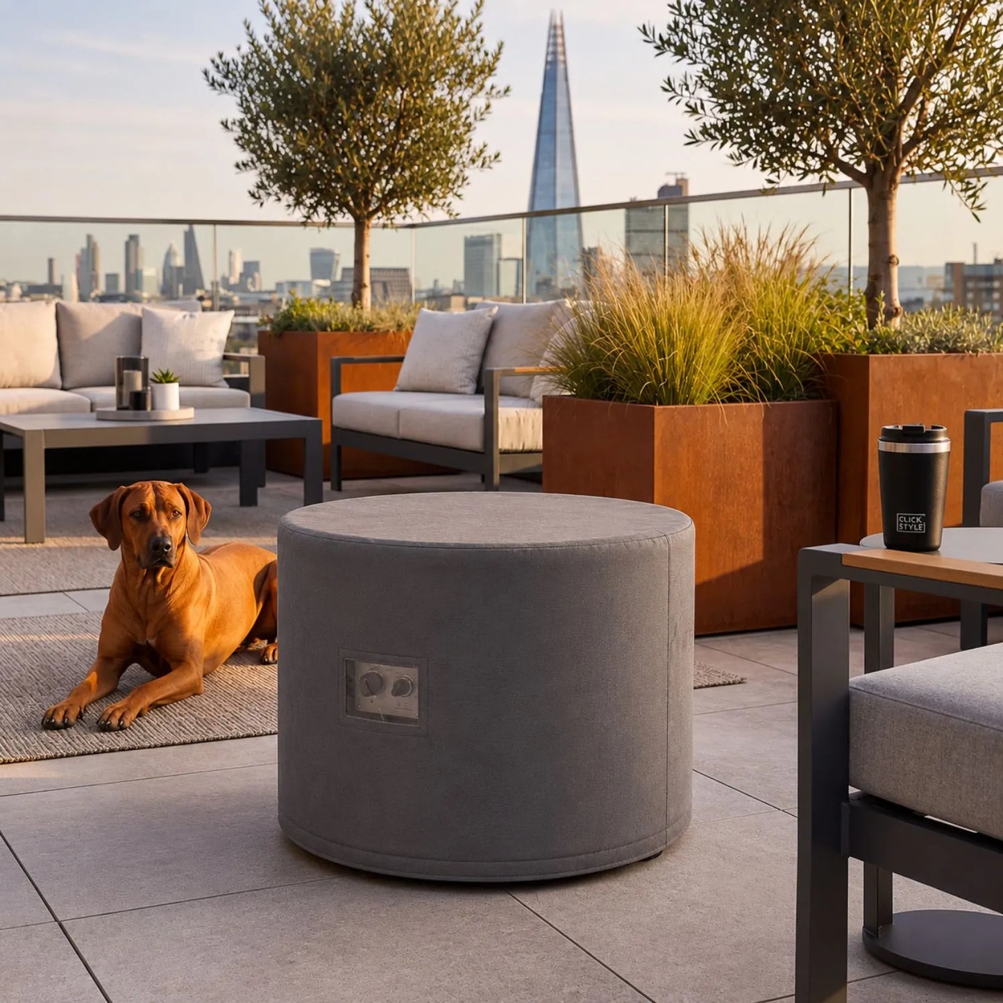 Grey Platinum AeroCover Breathable Round Coffee Table and Fire Pit Table Garden Furniture Cover 65x65x45cm | Click Style