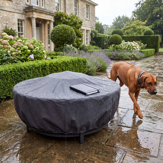 Platinum AeroCover Breathable Fire Pit and Coffee Table Garden Furniture Cover 77x40cm with Secure Drawstring and Stoppers | Click Style