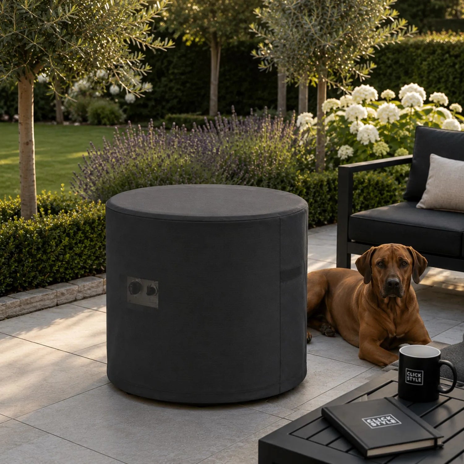 Platinum AeroCover Breathable Round Lounge Table & Fire Pit Table Garden Furniture Cover Fitted Over Round Outdoor Lounge Table 62x62x73cm | Click Style