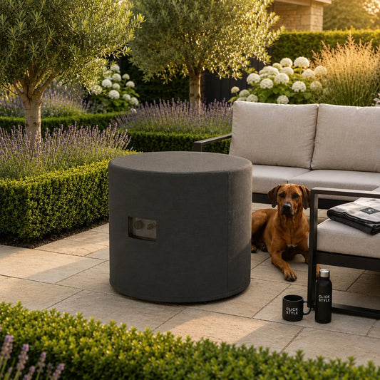 Platinum AeroCover Breathable Round Lounge Table & Fire Pit Table Garden Furniture Cover Fitted Over Round Outdoor Lounge Table 62x62x73cm | Click Style