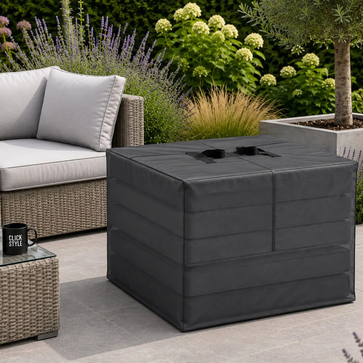 Platinum AeroCover Breathable Square Garden Cushion Storage Bag with Carry Handles for Large Outdoor Furniture Cushions 80x80x60cm | Click Style