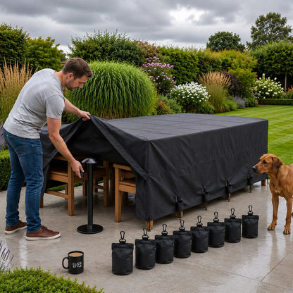 Platinum AeroCover Garden Furniture Cover Support Pole Set with 8 Fillable Sandbags for Rainwater Run-Off | Click Style