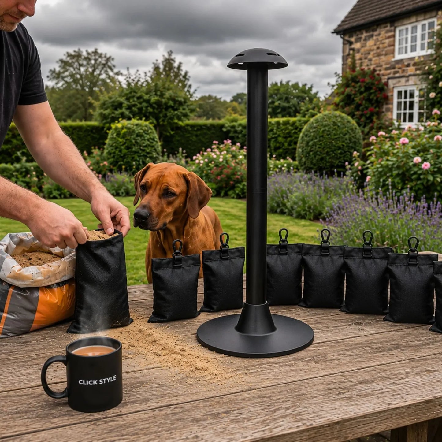 Platinum AeroCover Garden Furniture Cover Support Pole Set with 8 Fillable Sandbags for Rainwater Run-Off | Click Style
