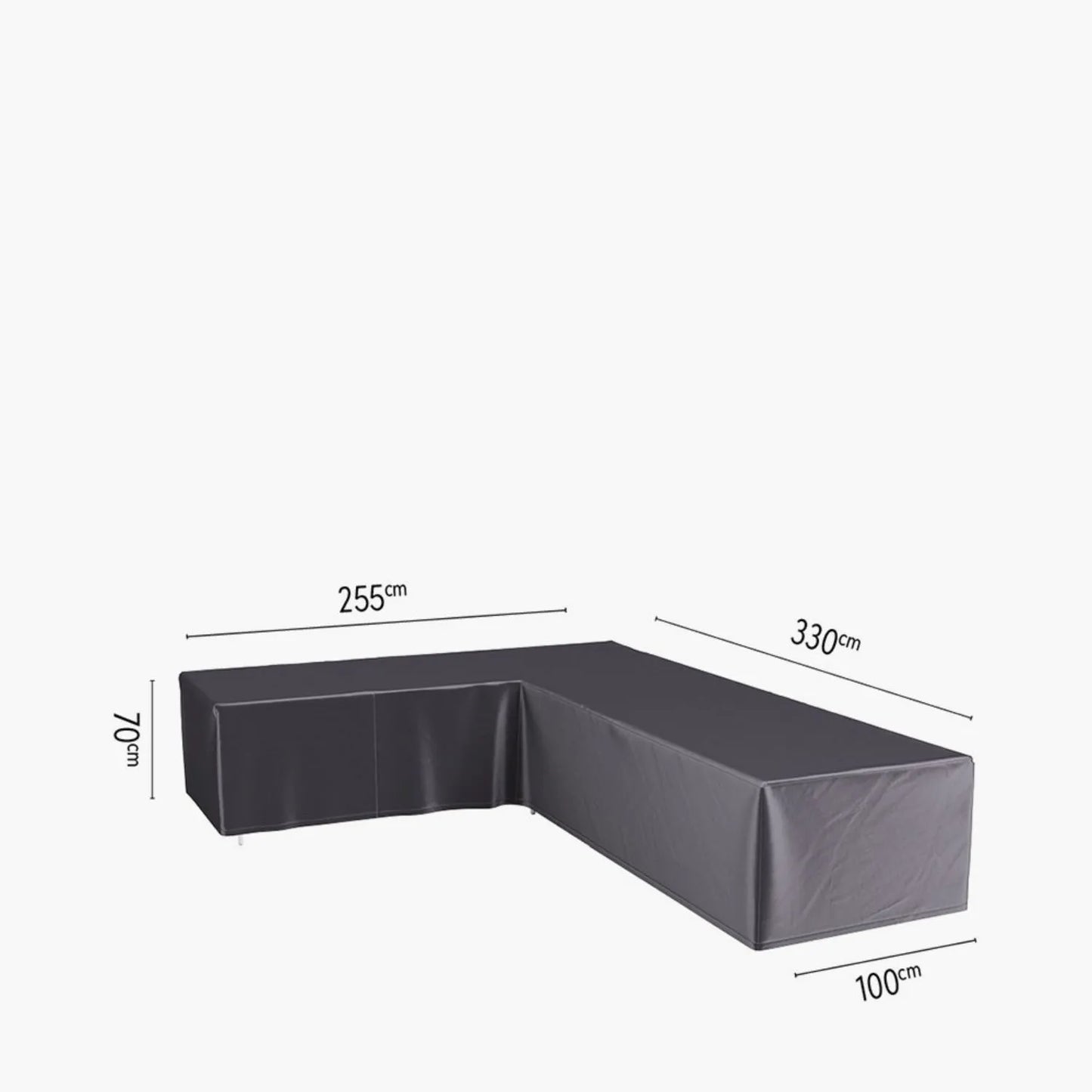 Platinum AeroCover Breathable Right Hand L-Shape Garden Furniture Cover for Outdoor Corner Sofa and Lounge Set 330x255x100x70cm | Click Style