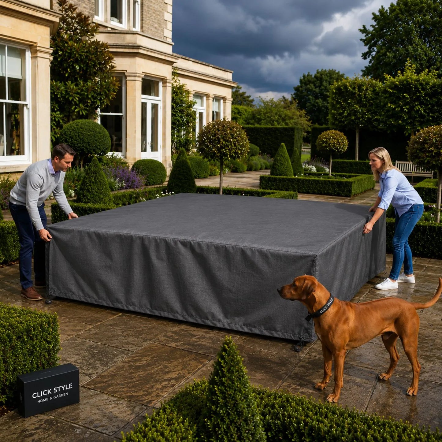 Platinum AeroCover Square Garden Furniture Lounge Set Cover With Breathable Water-Resistant Fabric And UV Protection 275x275x70cm | Click Style