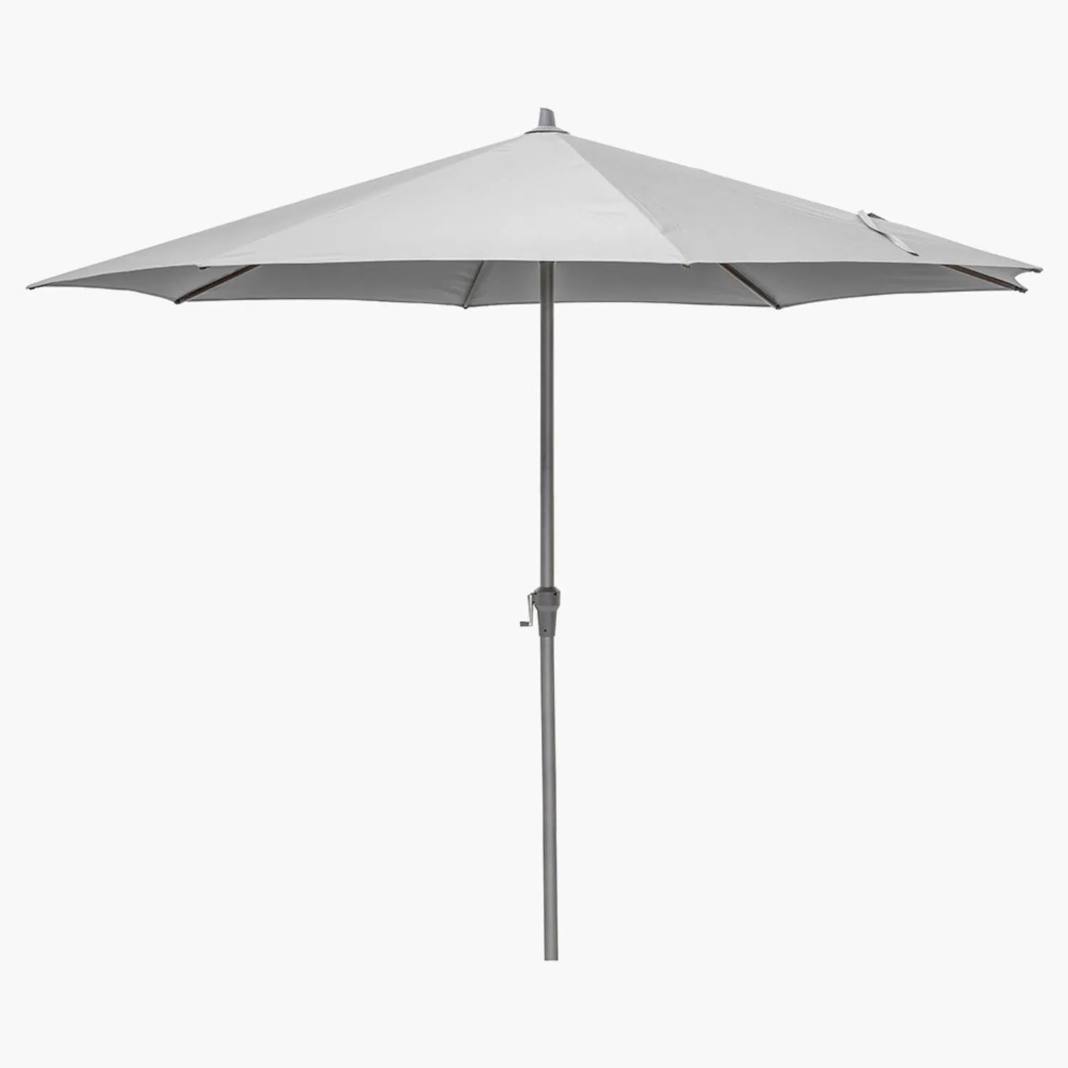 Platinum Riva 3.5m Round Centre Pole Parasol in Light Grey with 3.5m water-repellent canopy, anthracite grey powder-coated aluminium centre pole and easy wind-up handle for gardens, patios, terraces and balconies | Click Style