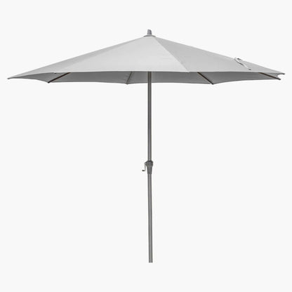 Platinum Riva 3.5m Round Centre Pole Parasol in Light Grey with 3.5m water-repellent canopy, anthracite grey powder-coated aluminium centre pole and easy wind-up handle for gardens, patios, terraces and balconies | Click Style