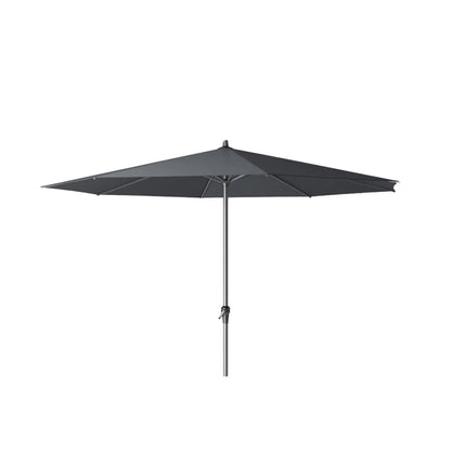 Platinum Riva 3.5m Round Centre Pole Parasol in Anthracite Grey with powder-coated aluminium frame, round 220g/m² polyester canopy and easy wind-up handle for gardens, patios, terraces and outdoor dining areas | Click Style