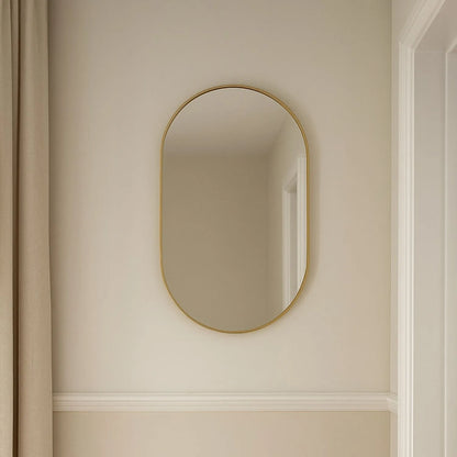 Racetrack Oval Gold Thin Frame Wall Mirror 75x50x4cm | Click Style