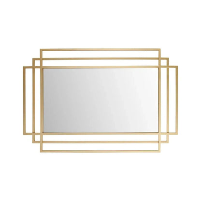 Rectangular Art Deco Gold Metal Framed Wall Mirror 92x61x3cm with Distinctive Geometric Architectural Multi-Frame Design Elegant Gold Finish Gold Wall Mirror and Mantel Mirror for Contemporary and Traditional Interiors Suitable for Portrait or Landscape Wall Mounting | Click Style