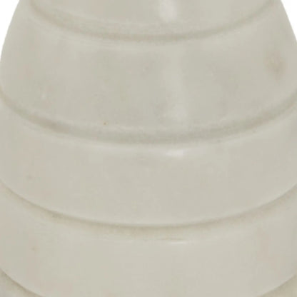 Ribbed Natural White Marble Door Stop with Jute Rope Handle & Unique Veining – Neutral Decorative Weighted Stone Doorstop 12x7x7cm | Click Style