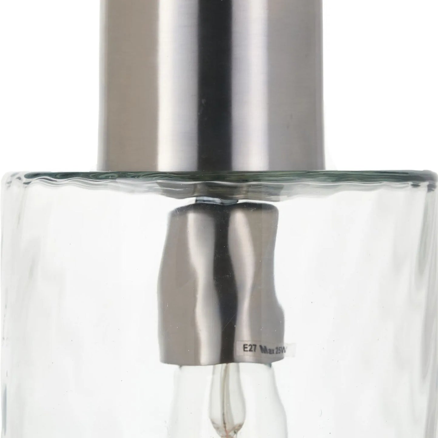 Ripple Optic Clear Glass Adjustable Pendant Ceiling Light with Brushed Silver Fittings – Wavy Textured Glass Lighting 186x15x15cm | Click Style