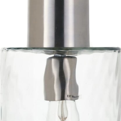 Ripple Optic Clear Glass Adjustable Pendant Ceiling Light with Brushed Silver Fittings – Wavy Textured Glass Lighting 186x15x15cm | Click Style