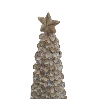 Rustic Beige Resin Tree Ornament with Star - Decorative Resin Tree for Home Decor 26x8cm - Click Style